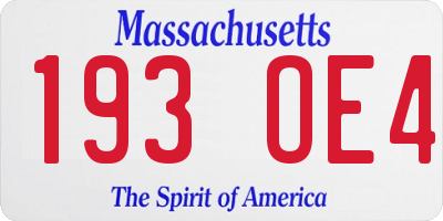 MA license plate 193OE4
