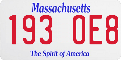MA license plate 193OE8