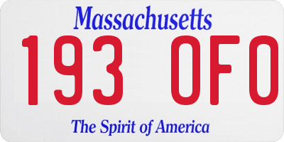 MA license plate 193OF0