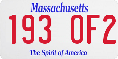 MA license plate 193OF2