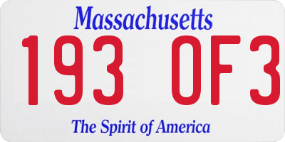 MA license plate 193OF3