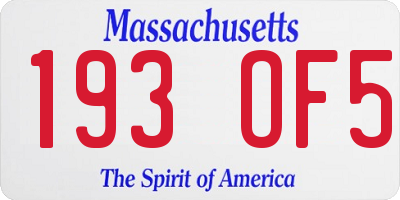 MA license plate 193OF5