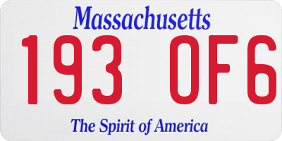 MA license plate 193OF6