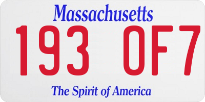 MA license plate 193OF7