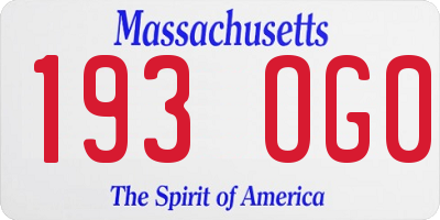 MA license plate 193OG0