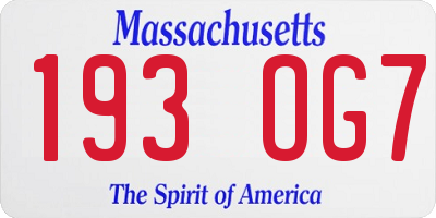 MA license plate 193OG7