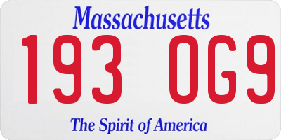 MA license plate 193OG9