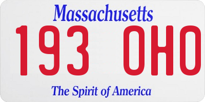 MA license plate 193OH0