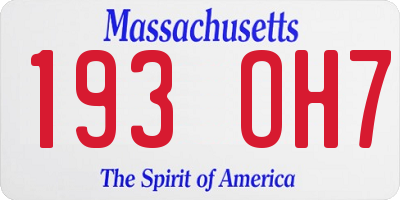 MA license plate 193OH7