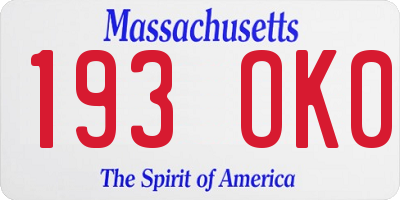 MA license plate 193OK0