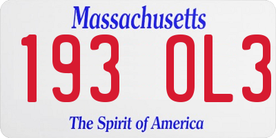 MA license plate 193OL3