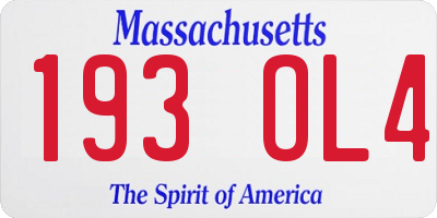 MA license plate 193OL4