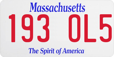 MA license plate 193OL5