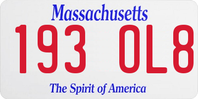 MA license plate 193OL8