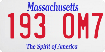 MA license plate 193OM7