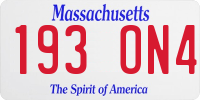 MA license plate 193ON4