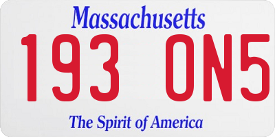 MA license plate 193ON5
