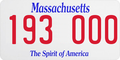 MA license plate 193OO0
