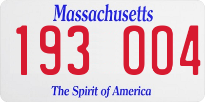MA license plate 193OO4