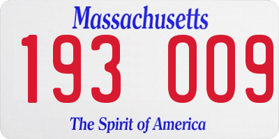 MA license plate 193OO9