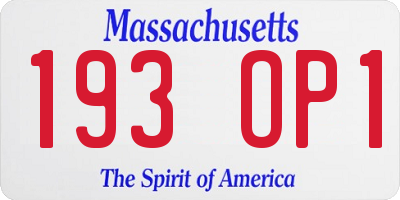 MA license plate 193OP1