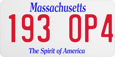 MA license plate 193OP4