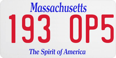 MA license plate 193OP5