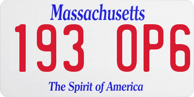 MA license plate 193OP6