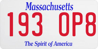 MA license plate 193OP8