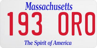 MA license plate 193OR0