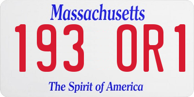MA license plate 193OR1
