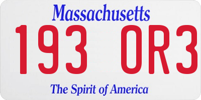 MA license plate 193OR3
