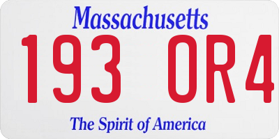 MA license plate 193OR4