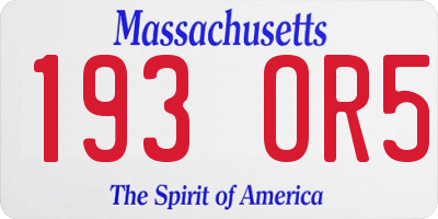 MA license plate 193OR5
