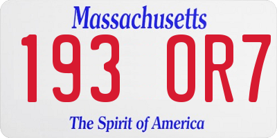 MA license plate 193OR7