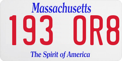 MA license plate 193OR8