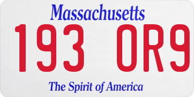 MA license plate 193OR9