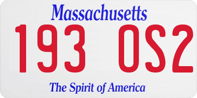 MA license plate 193OS2