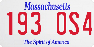 MA license plate 193OS4