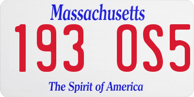 MA license plate 193OS5