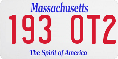 MA license plate 193OT2
