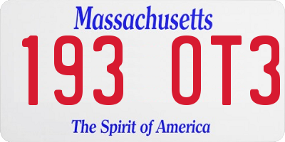 MA license plate 193OT3