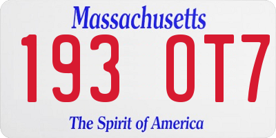 MA license plate 193OT7