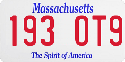 MA license plate 193OT9