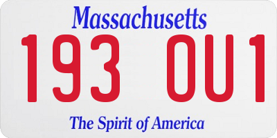 MA license plate 193OU1