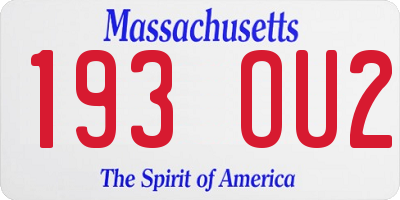 MA license plate 193OU2