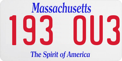 MA license plate 193OU3