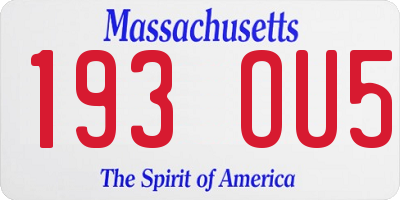 MA license plate 193OU5