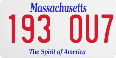 MA license plate 193OU7