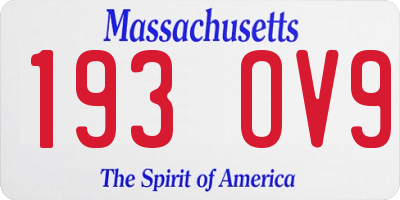 MA license plate 193OV9